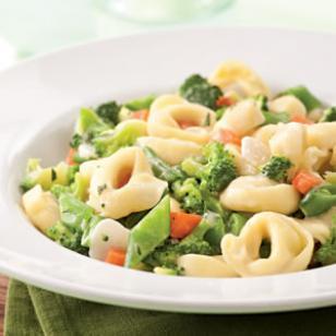 Tortellini Primavera Serves 5 (1-1/4 cups each) All you need: 1 (14-ounce) can vegetable broth or reduced-sodium chicken broth 2 tablespoons all-purpose flour 1 tablespoon extra-virgin olive oil 3