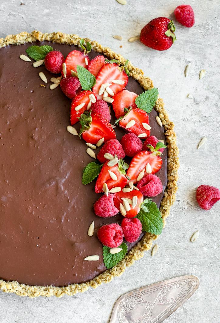 CHOCOLATE DECADENCE Chocolate Tart with Sunflower Seed Crust PREP: 2¼ hours (including chill) COOK: 15 minutes SERVES: 8 Sunflower Seed Crust 200g (1½ cups) LUCKY NATURAL SUNFLOWER KERNELS 45g (½