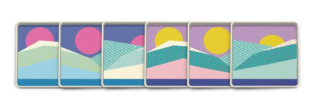 3-00660 Square Coasters Cool Scape Set of 6 SIZE: Round: 4-inch diameter; Square: 4 x 4 inches