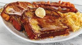 760 cal a la carte 630 cal BRIOCHE FRENCH TOAST PLATTER Two slices of thick-cut brioche bread dipped in our signature batter, grilled and sprinkled with powdered sugar.