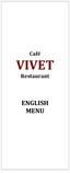 Café VIVET Restaurant ENGLISH MENU