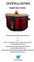 Digital Slow Cooker. The manual is applicable to the following models: 6.5L