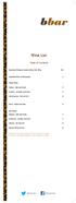 Wine List. Table of Contents. Bouchard Finlayson South African Fine Wine 2/3. Sparkling Wine & Champagne 4. Classic - light and fresh 5