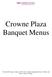 Crowne Plaza Banquet Menus