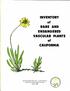 INVENTORY of RARE AND ENDANGERED VASCULAR PLANTS of CALIFORNIA,