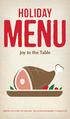 HOLIDAY. menu. Joy to the Table. order in-store or online. wholefoodsmarket.com/shop