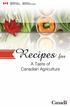 Recipes for A Taste of Canadian Agriculture