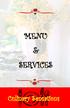 MENU & SERVICES. Culinary Sensations