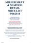 MILNER MEAT & SEAFOOD RETAIL PRICE LIST 5/08/2018