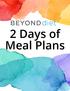 2 Days of Meal Plans