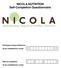 NICOLA NUTRITION Self-Completion Questionnaire