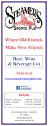 Beer, Wine & Beverage List