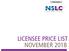 LICENSEE PRICE LIST NOVEMBER 2018