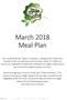 March 2018 Meal Plan