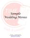 Sample Wedding Menus