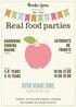 Real food parties R750 VENUE HIRE S ATURDAYS OR FRIDAYS G ARDENING COOKING B AKING 10:00-12:00 14:00-16: YEARS 9-15 YEARS FROM R230 PER CHILD
