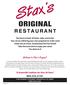 RESTAURANT. Welcome to Stax s Original A Greenville Tradition for Over 50 Years