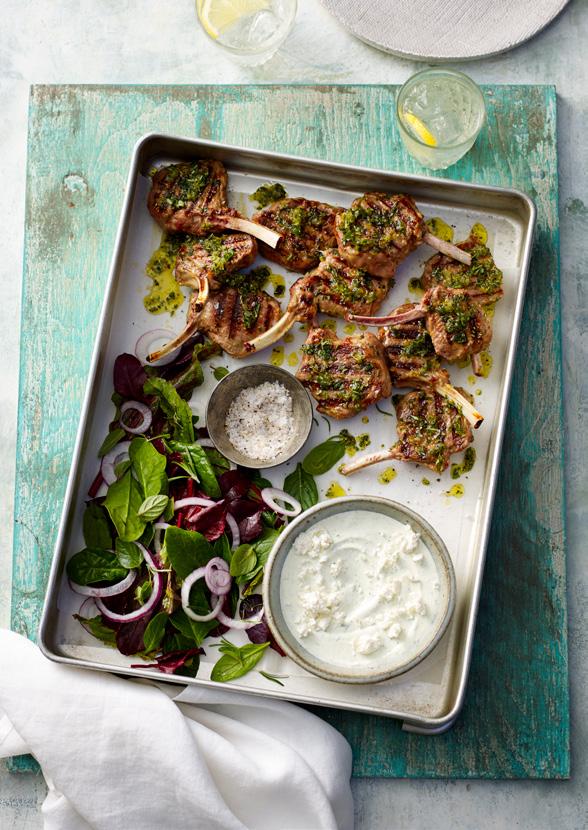 Lamb Cutlets with Minty Soft Fetta Juicy lamb cutlets, fresh herbs, lemon and creamy fetta are combined in this easy, traditional Easter-spread dish that the whole family will love.