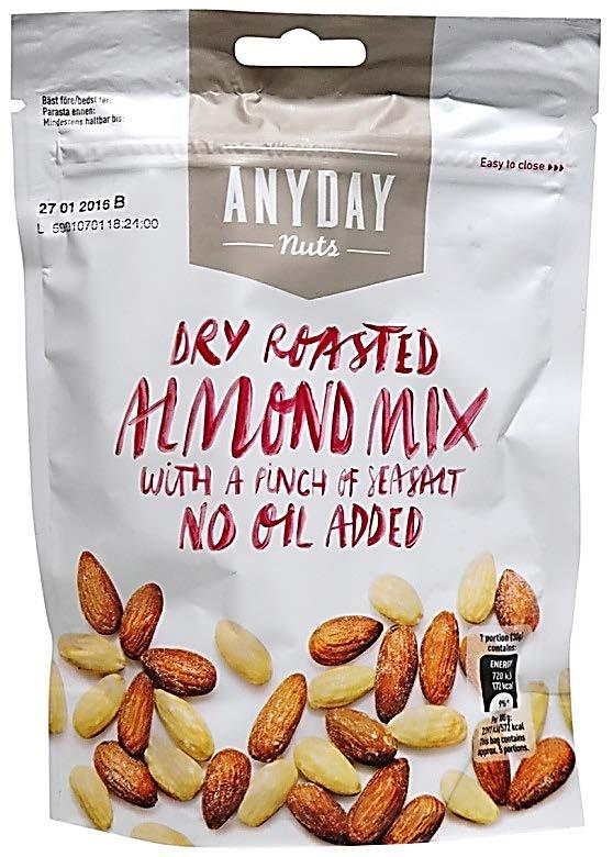 Almonds: strong nutritional benefit positioning Anyday Dry Roasted Almond Mix (Finland, Oct 2015)