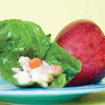 WRAPS & SANDWICHES Apple-Tuna Roll Drain water from the tuna. Mix tuna, tomatoes, carrots and apples into a bowl. Spread tuna mix onto the center of each lettuce leaf and roll it up. Enjoy!