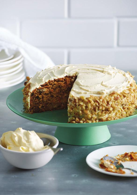 Walnut Carrot Cake with Cream Cheese Frosting As seen at the Sydney Royal Easter Show Prep: 20 mins Cooking: 60 mins Serves: 12 Cooking oil spray, to grease 3 cups coarsely grated carrot, firmly