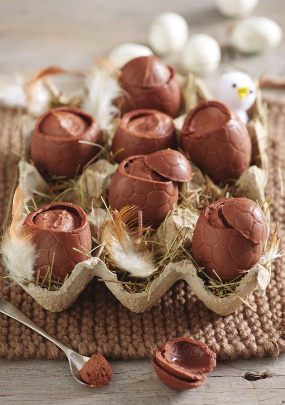 Chocolate Mousse Eggs Prep: 15 mins plus overnight chilling time Cooking: 15 mins Serves: 9 100g 70% cocoa dark chocolate, chopped ¼ cup Equal Spoonful (or 6 Equal NEXT sachets) 1 Tbsp Dutch cocoa