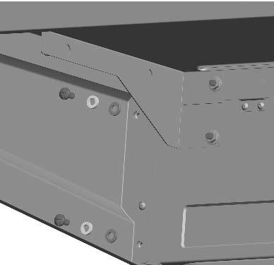 Secure shelf brackets to cart side panel using two 1/4-20x1/2" screws, fiber washers and 1/4-20