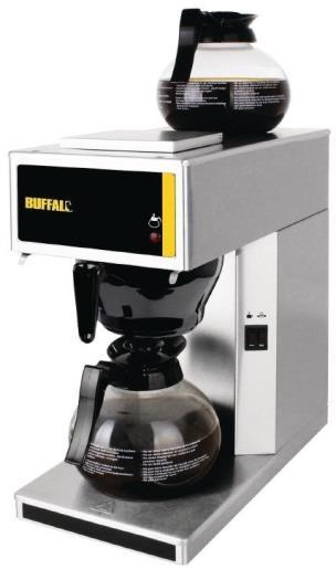 Capacity up to 100 cups per hour. Brewing time approx. 8 minutes/jug. Power 230V 50Hz 2100W. Complete with thermo jug.