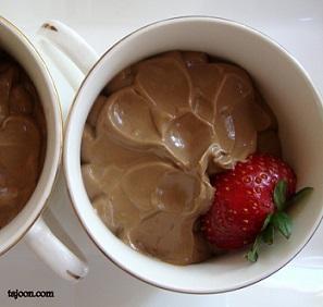 Chocolate Avocado Pudding Prep time: 5 Minutes Inactive time: 12 Minutes Serves: 2 1 Ripe Avocado 1 Cup of Plain Low Fat Greek Yogurt 1/4 Cup of Cocoa Powder 2 Tbsp of Honey A couple of Strawberries