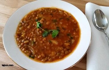 Moroccan Lentil Soup Prep time: 5 Minutes Cook time: 30 Minutes Serves: 4 1 cup of lentils, washed and drained 1 small onion chopped 1/4 cup of olive oil 4 cloves of garlic 1 chicken bouillon 1/4