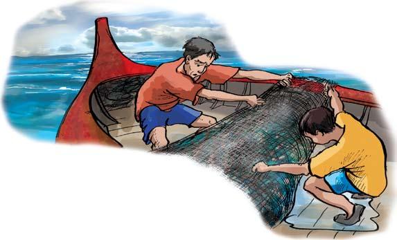 Reading for enrichment What did you think Daeng and Lek caught in the net? Read the next part of the story and find out. We must go backwards, said Daeng. Then you can pull the net into the boat.