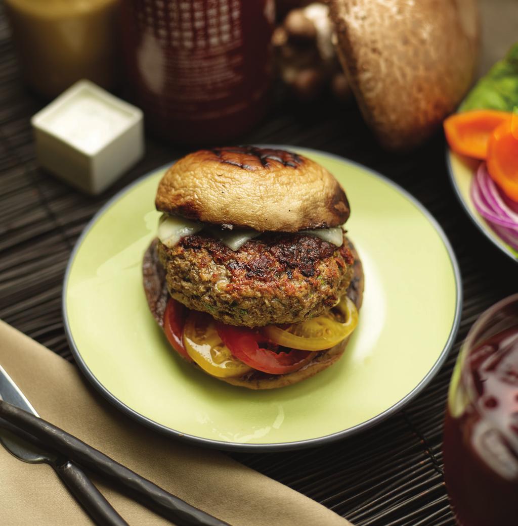Veal and Portobello Mushroom Blend Burger Yield: 4-6 Portobello Mushroom Caps: 12 Portobello mushrooms 4 Tablespoons Canola oil 3 Tablespoons Worcestershire black pepper blend 16 ounces Veal, ground