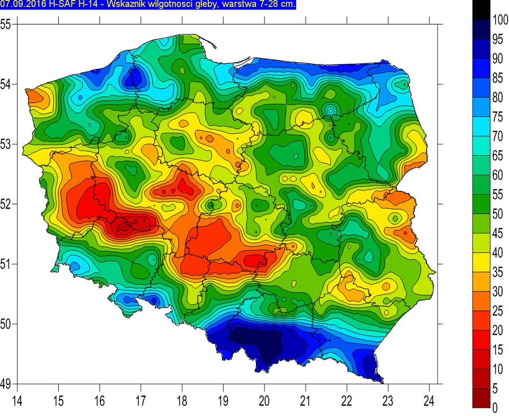 Fields Moisture in Poland Harvests in Poland have been completed, the results of the quality and yields are good.