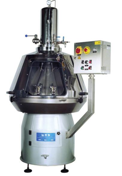 Crown cork turret with vibration hopper and stainless steel chute, rapid change format from D.26 to D.29 The MINIBLOCK 551 is realized also for the natural cork and for screw caps.