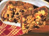 Chocolate Chip Caramel Nut Bars 1 pkg. (18-oz.) refrigerated chocolate chip cookie dough, softened, divided 1/2 c. chopped walnuts, divided 1/2 c. caramel ice cream topping.