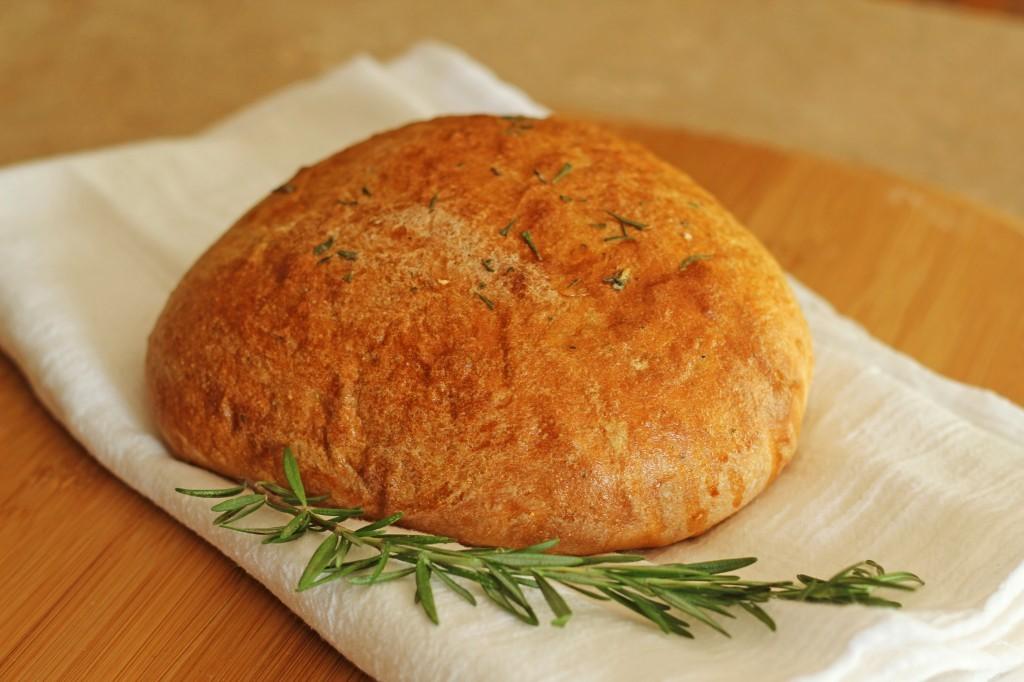 Rosemary Olive Oil Bread 1 cup warm water (100-110 F) 1 tablespoon sugar 2 teaspoons active dry yeast 1 cup white whole wheat flour 1-1½ cups bread flour 1 teaspoon salt 2 tablespoons fresh rosemary,