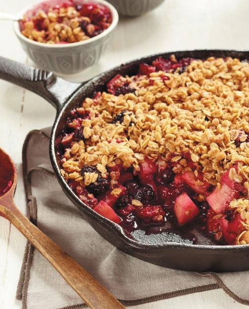 FRESH BERRY & PEACH CRISP PREP TIME: 10 MINUTES BAKING TIME: 35 MINUTES MAKES: 6 SERVINGS FREEZING: NOT RECOMMENDED 6 peaches, gently scrubbed