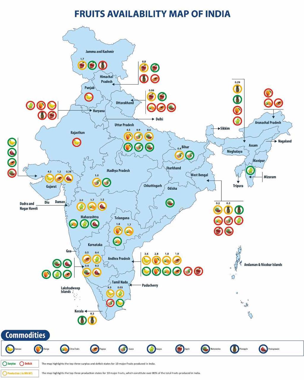 Sources: National Sample Survey Office, National Horticulture Board, Department of Agriculture Cooperation and Farmers Welfare, State Government Portals The above MAP depicts only pictorial