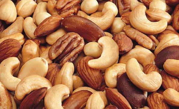 of almonds, pecans, filberts, Brazil nuts, and whole