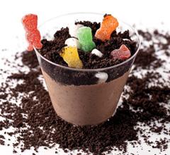 Digging in the Dirt Cups PREP TIME: 5 min. plus refrigerating MAKES: 0 servings 5 50 50 pkg. (3.9 oz.) JELL-O Chocolate Instant Pudding cups cold milk tub (8 oz.