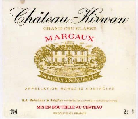 Bordeaux Margaux BORD0038 CHATEAU KIRWAN 3eme CRU MARGAUX 1995 Pauillac The best Chateau Kirwan for many years. Very concentrated with great length.