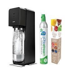 Red or White metal soda maker. $226.00 With little effort, you can recreate favorite carbonated beverages in the kitchen with a SodaStream Source Metal Home Soda Maker with Starter Kit.