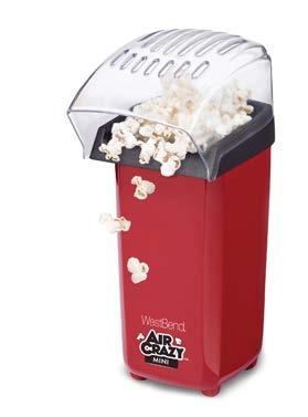 82418BK - Black 82418R - Red AIR CRAZY POPCORN MACHINE No oil required. Pops up to 4 quarts of healthy and delicious popcorn in less than 3 minutes.