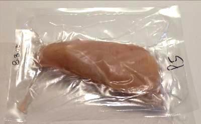 Unseasoned Chicken Breast in Mylar CKP5 Raw After Sous Vide After Retherm Raw weight =