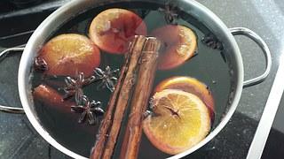 cider simmered with all spice, ground ginger and