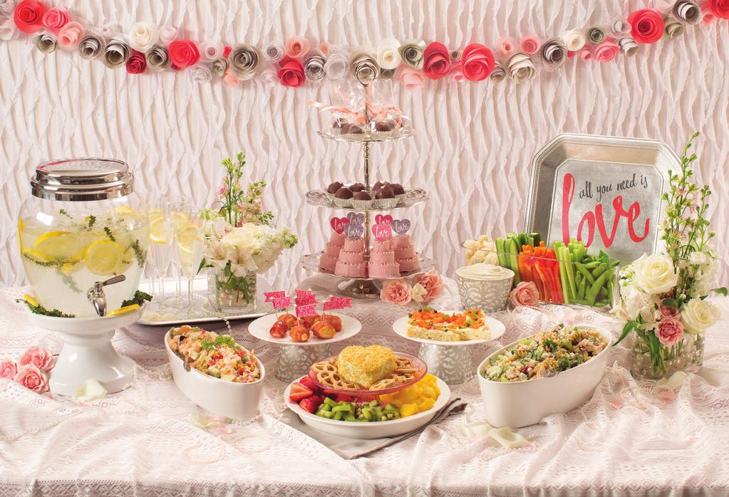 Bridal Shower Menu prepared with the Bridal Shower Collection (Item: 101079) Blissful Layered Cakes 2 packages Sunny Lemon Pound Cake & Icing Mix 2 cups water 1 cup melted butter 1 (16 ounce)