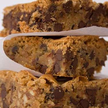 Classic Blondies Yield: 6 bars cup (6 oz.) Ghirardelli Semi-Sweet Chocolate Chips /3 cup (8 oz.