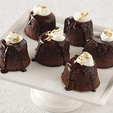Individual Chocolate-Amaretto Lava Cakes Yield: 6 cakes Prep Time: 20 minutes cup (6 oz.