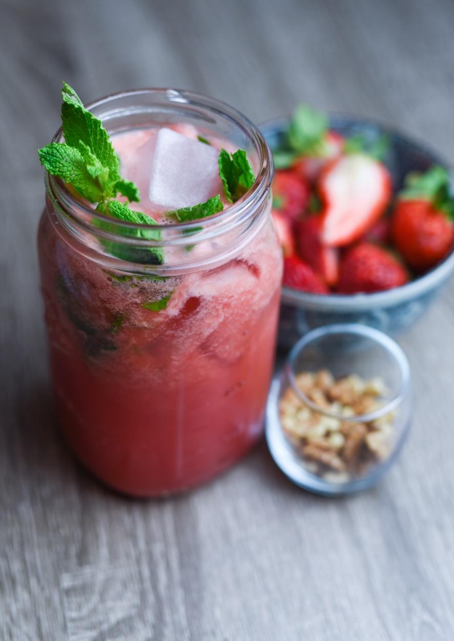 DAY 26 BREAKFAST Watermelon Mint Cooler with Fresh Berries and Walnuts (561 Cals) prep time: 3 minutes. total time: 3 minutes.