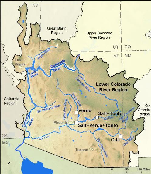 Reconstruction of Lower Colorado River tributaries, Verde R, Salt R.